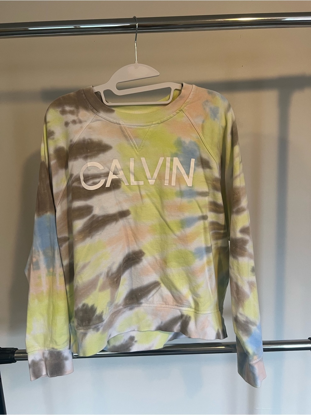 Calvin Klein Pastel Tie-Dye Crewneck — Yellow, Blue & Brown
